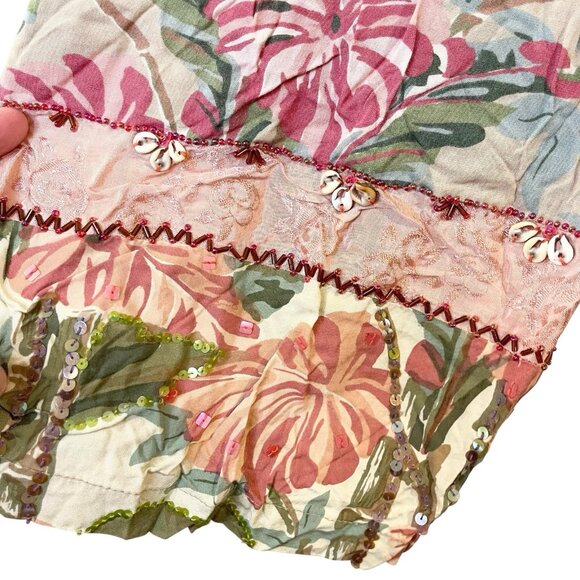 Vtg Faith By Celia Forrester Art Wear Rayon Pants Tropical Shell Beaded Sequin L - Picture 3 of 4